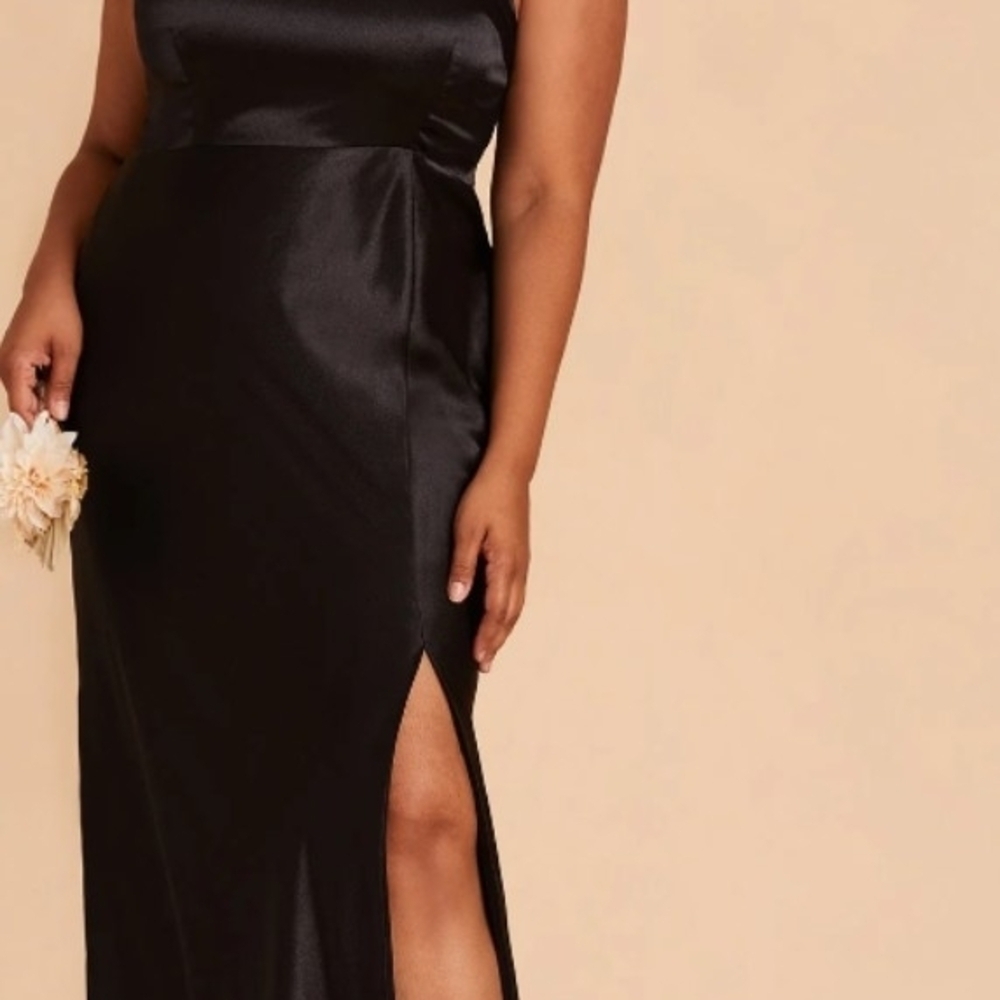 NWT Birdy Grey Kira Black One Shoulder Slit Maxi Dress XXL Formal Bridesmaid Gow